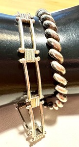 lot 87G image: Pair of Sterling Silver Bracelets, Each 7 Inches Long