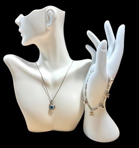 lot 95G image: Sterling Silver Cat Pendant Necklace and Charm Bracelet Set