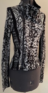 lot 50 image: BCBG Max Azria Eva Black and White Zip Up Sweater - Size XS