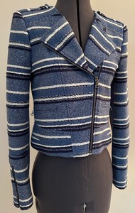 lot 28 image: BCBG Max Azria Novak Multi Blue Color Moto Jacket - Size XS