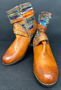 lot 37 image: LArtiste Spring Step Gaetana Leather Upper and Mixed Textile Zip Up Ankle Boot - Size 39