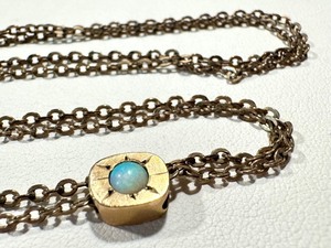 lot 9J image: Antique Gold-Plated Watch Fob Chain with Opal, Hallmarked D&C