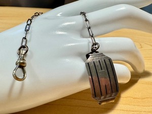 lot 14J image: Vintage Art Deco Sterling Silver Watch Fob with Chain