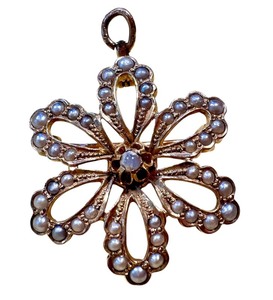 lot 17J image: Antique 14k Gold and Seed Pearl Brooch