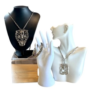 lot 19A image: Set of Vintage Silver Tone Fashion Jewelry with 24 and 26 Necklaces