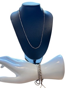 lot 107G image: Sterling Silver 15 Inch Necklace and Set of 4 Bracelets