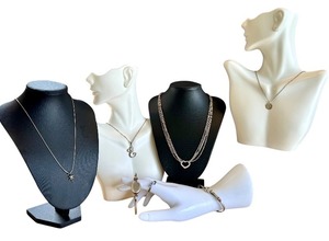 lot 117G image: Set of 4 Sterling Silver Fashion Necklaces, 2 Bracelets and 1 Ring