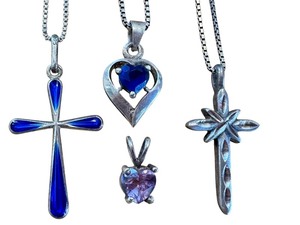 lot 118G image: Set of Sterling Silver Necklaces and Pendants with Gemstones
