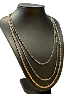 lot 120G image: Set of 3 Sterling Silver Rope Style Chains - 15, 18, and 20