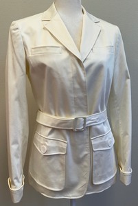 lot 66 image: Lafayette 148 New York Cream Belted Blazer - Size 6
