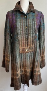 lot 12 image: Arlene Wohl Wool Handwoven Jacket in Multicolor Plaid - Size M