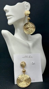 lot 87 image: Ettika Stylish Swirl Pendant Dangle Earrings -18K Gold Plated Pierced - NEW