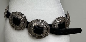lot 59 image: Vintage Brighton Concho Belt with Silver-Toned Accents