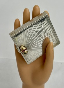 lot 3R image: Vintage Tiffany & Co. Art Deco Sterling Silver 14k Gold Compact Case with Ruby Accent