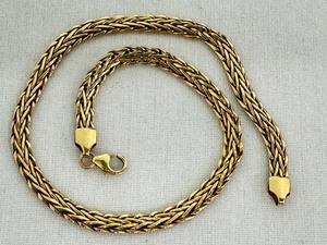 lot 15R image: 10 14k Gold Braided Chain Bracelet