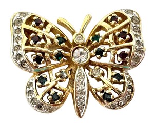 lot 54R image: Panetta Vintage Gold-Tone Butterfly Brooch with Rhinestones