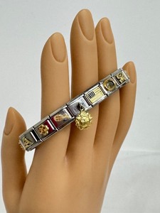 lot 57R image: Italian Charm Bracelet with Gold Toneand Enamel Charms