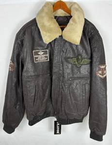 lot 60 image: Mens XL Luftwaffe Leather Bomber Jacket by Flavor (NEW)