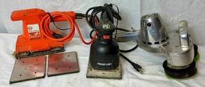 lot 135 image: Corded Tool Bundle #2 Porta Cable Sander Model 330 Speed Block, Black & Decker Sander 2.8 Amp and Cyclo Buffer Model #5 2.0 Amp