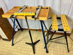lot 116 image: Portable Workstation with Support Stand and Portable Work Bench
