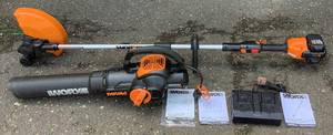lot 18 image: WORX Grass Edger 40V Cordless 13 Model WG184 and WORX Blower Corded Electric Model WG512