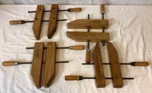 lot 118 image: Jorgensen and Craftsman Wood Clamps - 2 Sets  4 Pieces