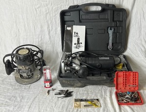 lot 136 image: Router Bundle - Trend Plunge Router T4EL 6.6 Amp and Craftsman Router Model 315.25070 plus router bits