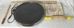 lot 66 image: Lefse Collection - Lefse Grill, Rolling Pin, Pastry Cloth and Sticks
