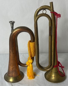 lot 84 image: Pair of Bugles - One from BSA and one Civil War Brass reproduction