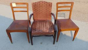 lot 18 image: 2- Vintage Chairs and Vintage Arm Chair