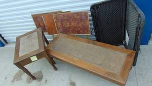 lot 21 image: Coffee Table, Side Table, Plastic Folding Table and TV Trays