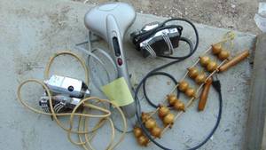 lot 24 image: Lot of Massagers, 2 Vintage, Wood One and One Newer Electric One