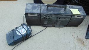lot 28 image: Sony Boom Box and Emerson Weather Band Radio