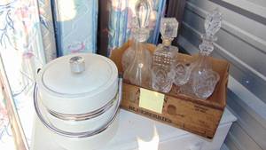 lot 52 image: Ice Bucket, Decanters and Stems
