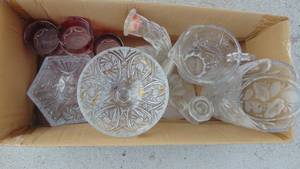 lot 63 image: Crystal Pieces, 3 Thumbprint Goblets