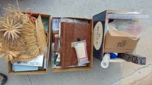 lot 67 image: Personal Items, Christmas Cards, Handmade Wheat Decor and Some Office Supplies