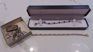 lot 3C image: 2- Silver Brackets and Silver Jewelry, .925