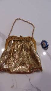 lot 3D image: Whiting and Davis Mesh Handbag and Italian Silver Pin with Mosaic Inlay