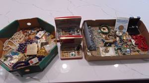 lot 3E image: 2- Boxes of Misc Jewelry. Lots of good stuff in this lot