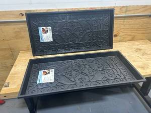 lot 56 image: TRAFFICMASTER Lot of 2- Manor Black 17 in. x 35 in. Rubber Boot Trays