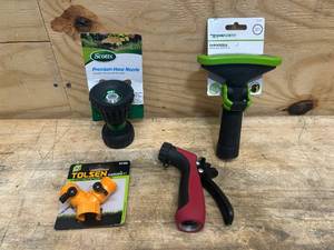 lot 57 image: Lot of 3- Garden Hose Nozzles with Y Connector