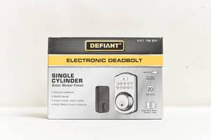 lot 78 image: DEFIANT Single Cylinder Electronic Deadbolt - Satin Nickel Finish