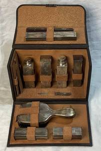 Vintage Art Deco Men's Grooming Kit - Sterling Silver pieces with Leather Case