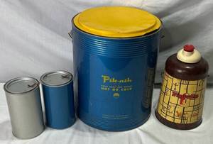 lot 72 image: Vintage Hiawatha Glass Lined Thermos Jug and Pik-Nik Cooler Bucket with Dual Purpose Ice Chambers (2)