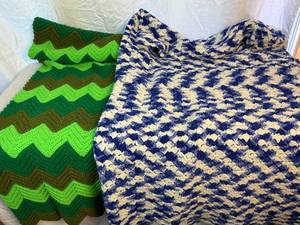 lot 115 image: Two Crocheted Throw Blankets