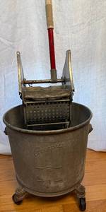 lot 122 image: Geerpres Floor- Knight Vintage Galvanized Wringer and Bucket System