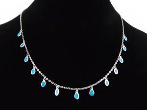 lot 6 image: .925 Sterling Silver Inlayed Opal Dangles Necklace