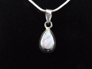 lot 8 image: .925 Sterling Silver Inlayed Opal Pendant Necklace