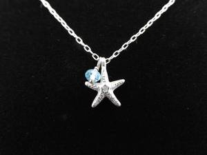 lot 17 image: .925 Sterling Silver Starfish Charm Pendant Necklace