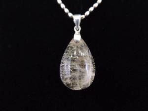 lot 34 image: .925 Sterling Silver Rutilated Quartz Pendant Necklace